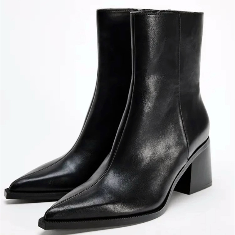 Chelsea Boots Suede - 청키 힐 부드러운 가죽 첼시 부츠