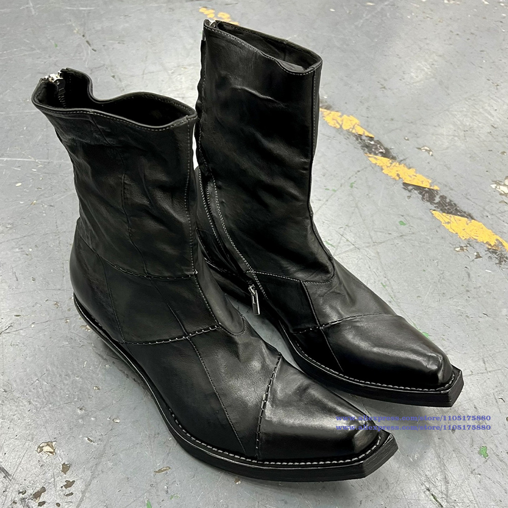 Chelsea Boots Suede - 블랙 가죽 남성 부츠 뾰족한 발가락
