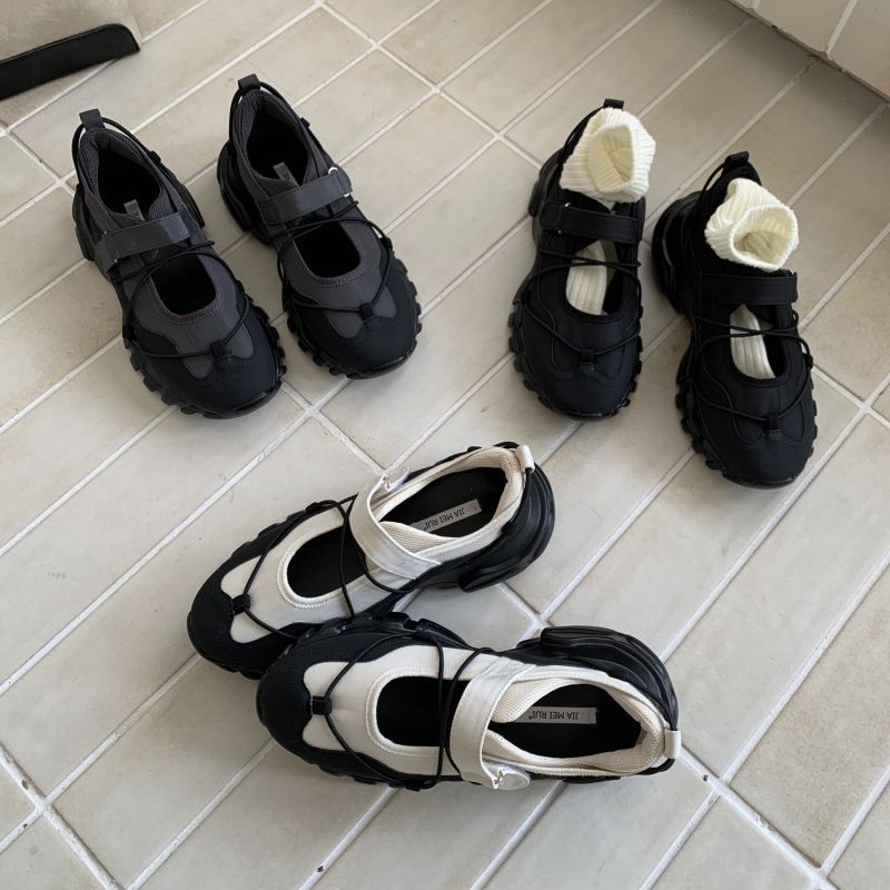 Men Shoes Velcro - 여성용 스포티한 청키 플랫폼 메리 제인