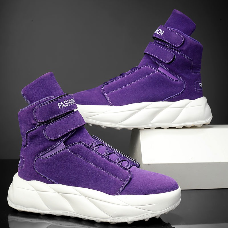 Men Shoes Velcro - 2026 퍼플 하이탑 스니커즈 남성 벨크로