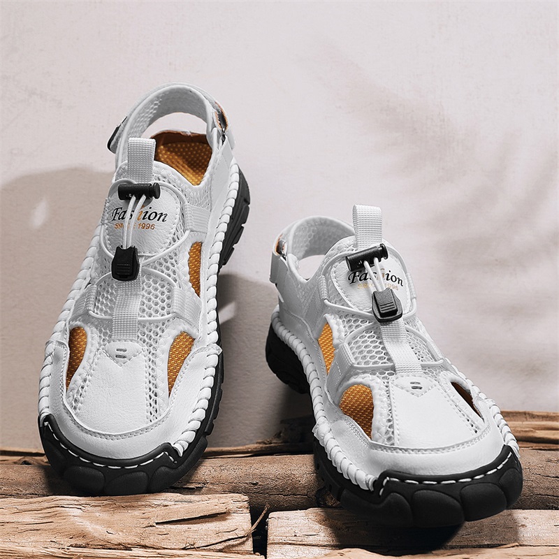 Men Shoes Velcro - 남성용 수제 심플 레터 프린트 샌들,