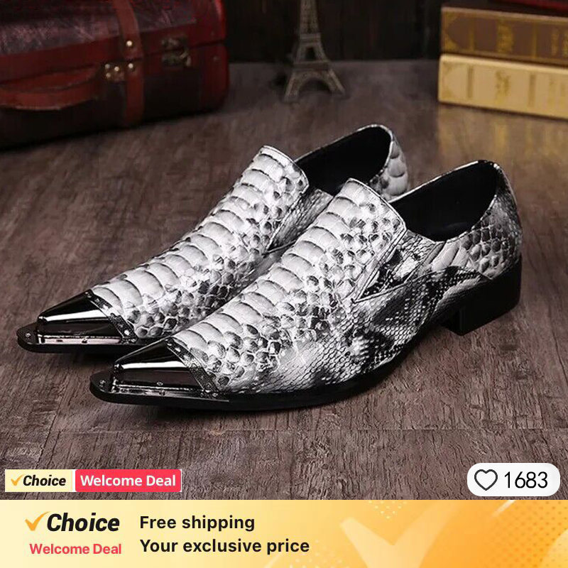 Men'S Shoes Size 42 In Us - 남성용 에나멜 가죽 블랙 화이트 슈즈,