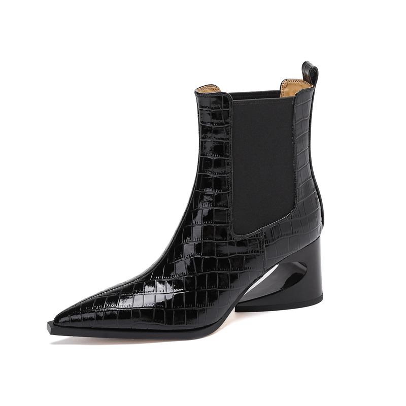여성용 새 가죽 엠보싱 패턴 소가죽 뾰족한 하이힐, 불 - Chelsea Boots Suede 리뷰 및 가격