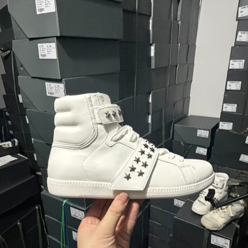 남녀공용 하이탑 스니커즈, 리벳 장식, 둥근 앞코, 끈 - Men Shoes Eu To Us 리뷰 및 가격