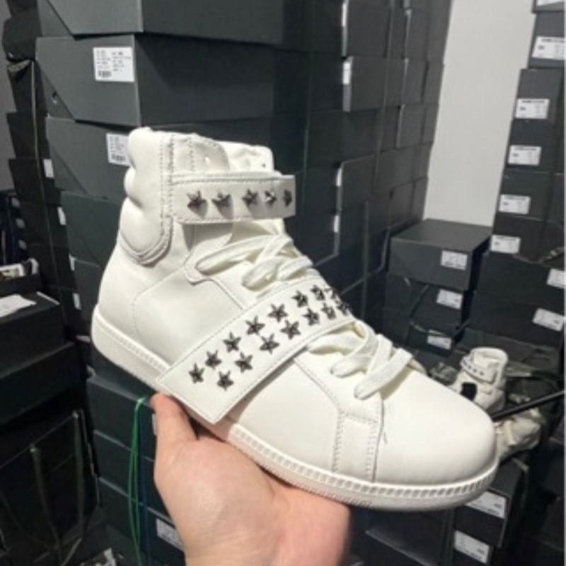 남녀공용 하이탑 스니커즈, 리벳 장식, 둥근 앞코, 끈 - Men Shoes Eu To Us 리뷰 및 가격