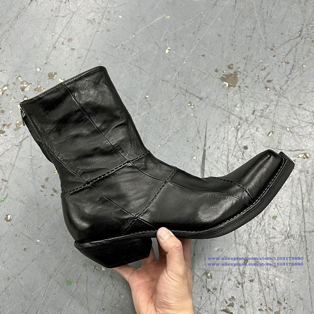 블랙 가죽 남성 부츠 뾰족한 발가락 지퍼 발목 첼시 부 - Chelsea Boots Suede 리뷰 및 가격