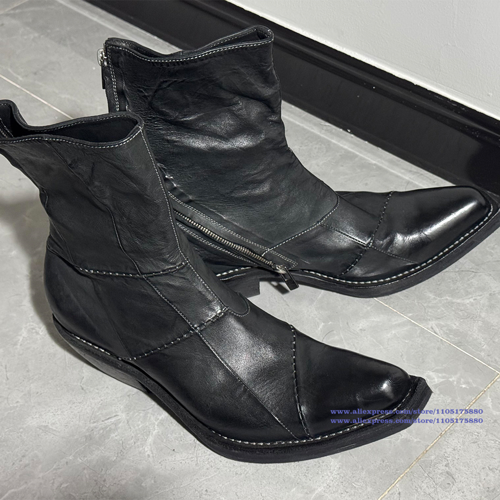 블랙 가죽 남성 부츠 뾰족한 발가락 지퍼 발목 첼시 부 - Chelsea Boots Suede 리뷰 및 가격