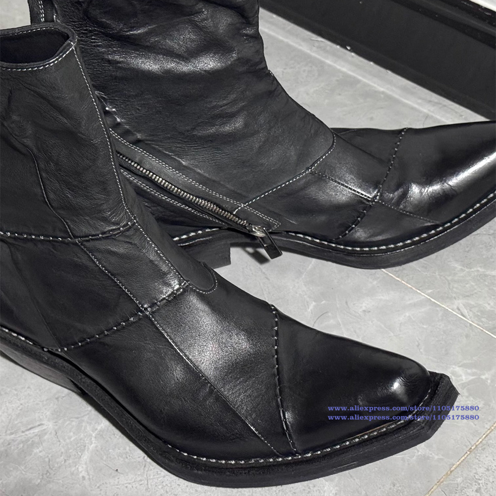 블랙 가죽 남성 부츠 뾰족한 발가락 지퍼 발목 첼시 부 - Chelsea Boots Suede 리뷰 및 가격