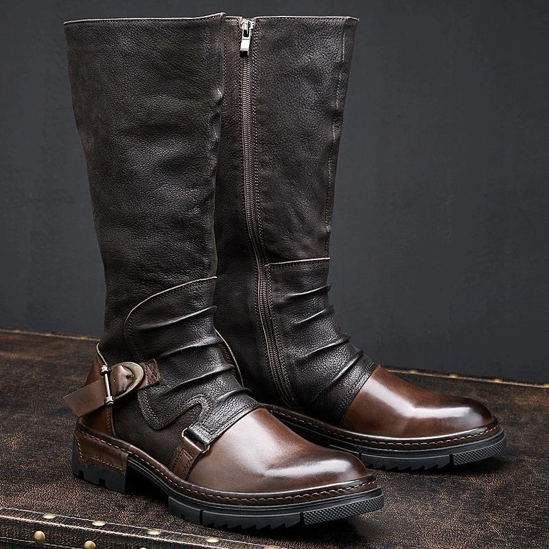 남성용 중세 레트로 가죽 오토바이 부츠, 중세 무릎 높 - Men'S Shoes Louis Vuitton 리뷰 및 가격