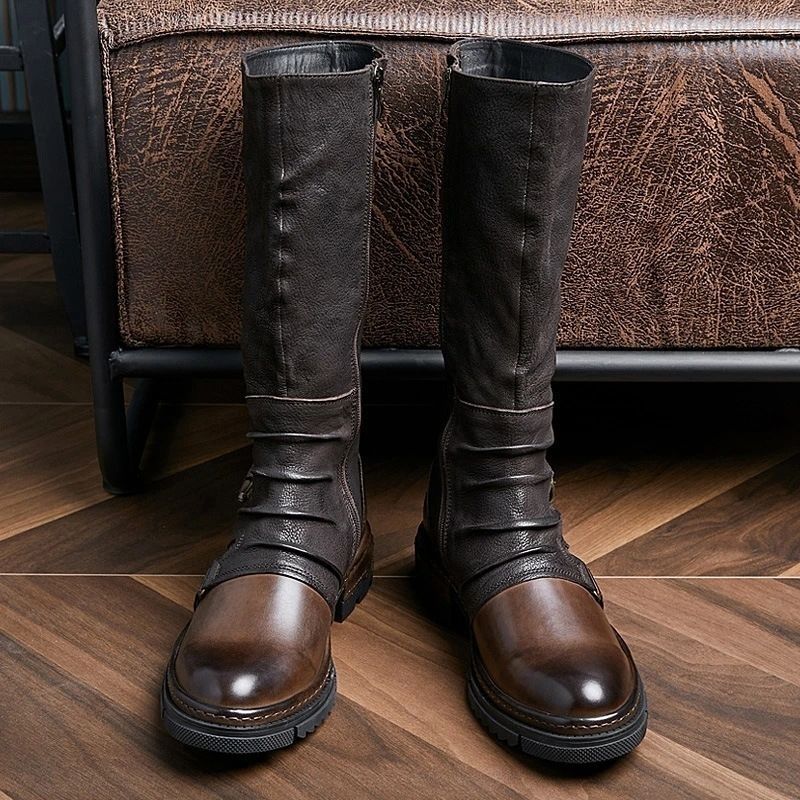 남성용 중세 레트로 가죽 오토바이 부츠, 중세 무릎 높 - Men'S Shoes Louis Vuitton 리뷰 및 가격