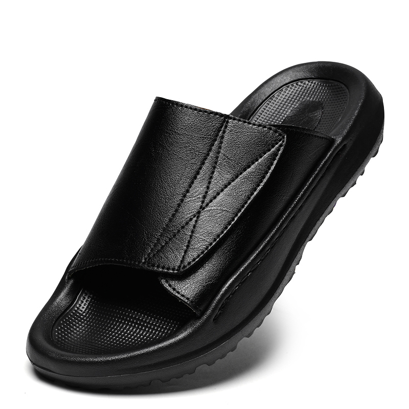 남성용 이지탑 가죽 슬라이드 슬리퍼, 조절 가능한 오픈 - Men Shoes Velcro 리뷰 및 가격