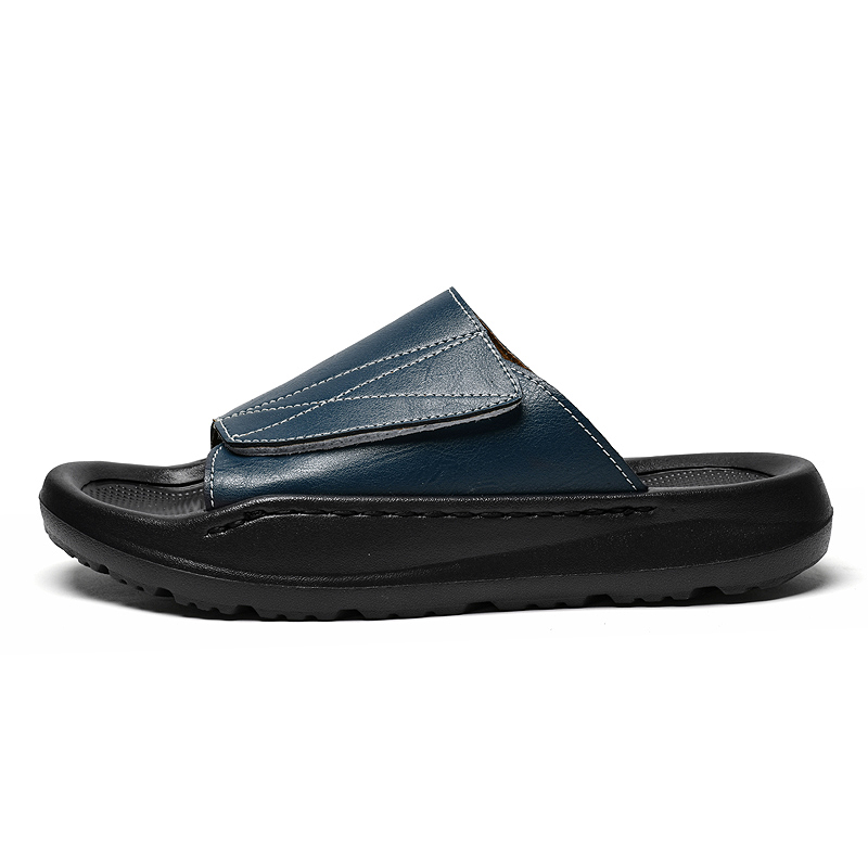 남성용 이지탑 가죽 슬라이드 슬리퍼, 조절 가능한 오픈 - Men Shoes Velcro 리뷰 및 가격