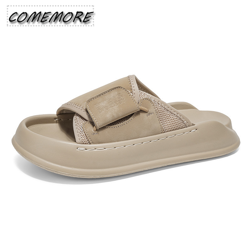 Comemore 남성용 두꺼운 밑창 실내 실외 슬리퍼  - Men Shoes Velcro 리뷰 및 가격