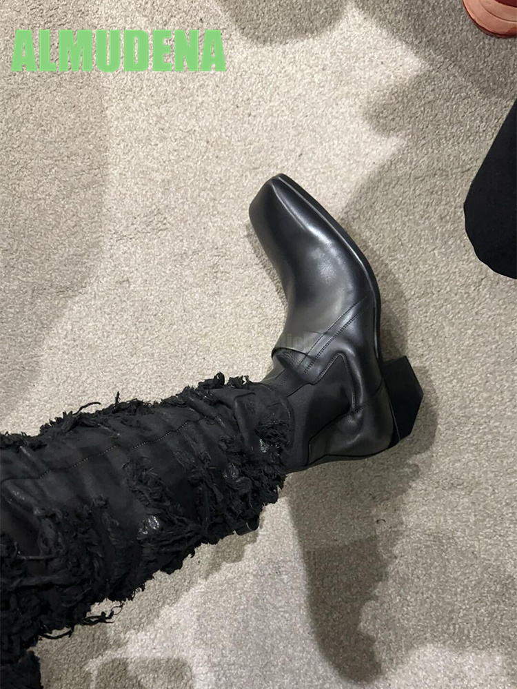 스퀘어 토, 미들 힐 모터사이클 부츠 패셔너블 트렌디  - Chelsea Boots Suede 리뷰 및 가격