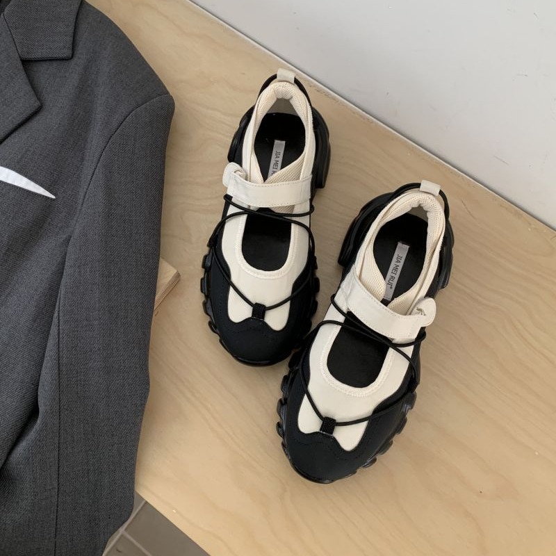 여성용 스포티한 청키 플랫폼 메리 제인 슈즈, 투톤 조 - Men Shoes Velcro 리뷰 및 가격