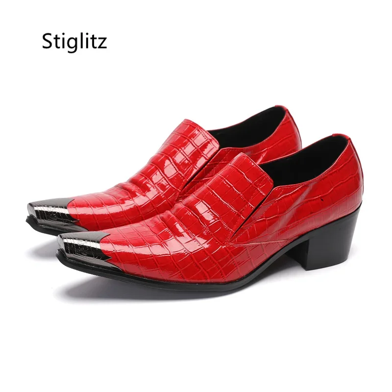 레드 페이턴트 가죽 남성 신발 메탈 토 슬립온 캐주얼  - Men'S Shoes Size 42 In Us 리뷰 및 가격