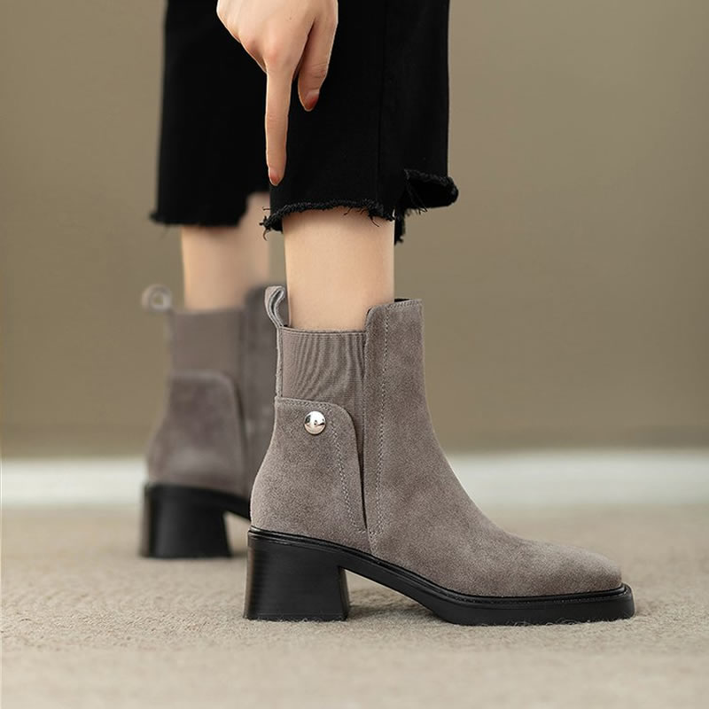 스웨이드 여성 청키 앵클 부츠 패션 하이힐 신발 새로운 - Chelsea Boots Suede 리뷰 및 가격