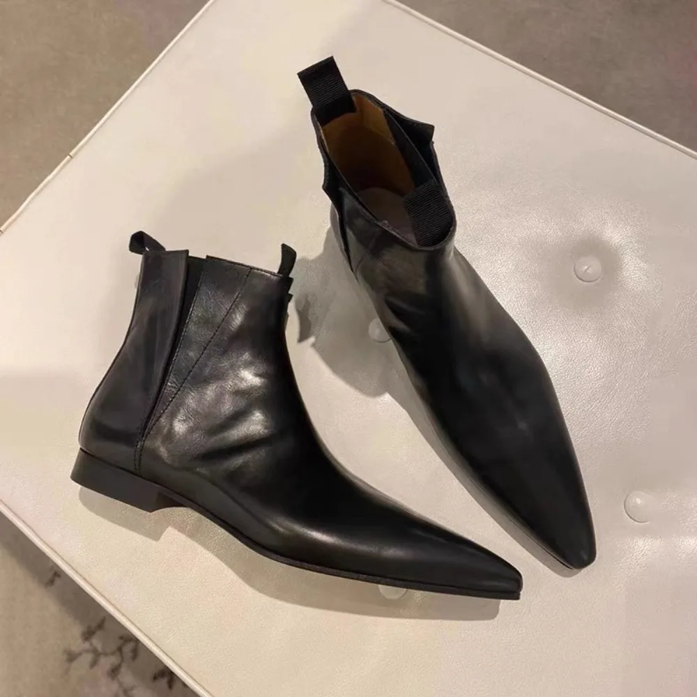 럭셔리 여성용 짧은 부츠 가을/겨울 정품 가죽 뾰족한  - Chelsea Boots Suede 리뷰 및 가격