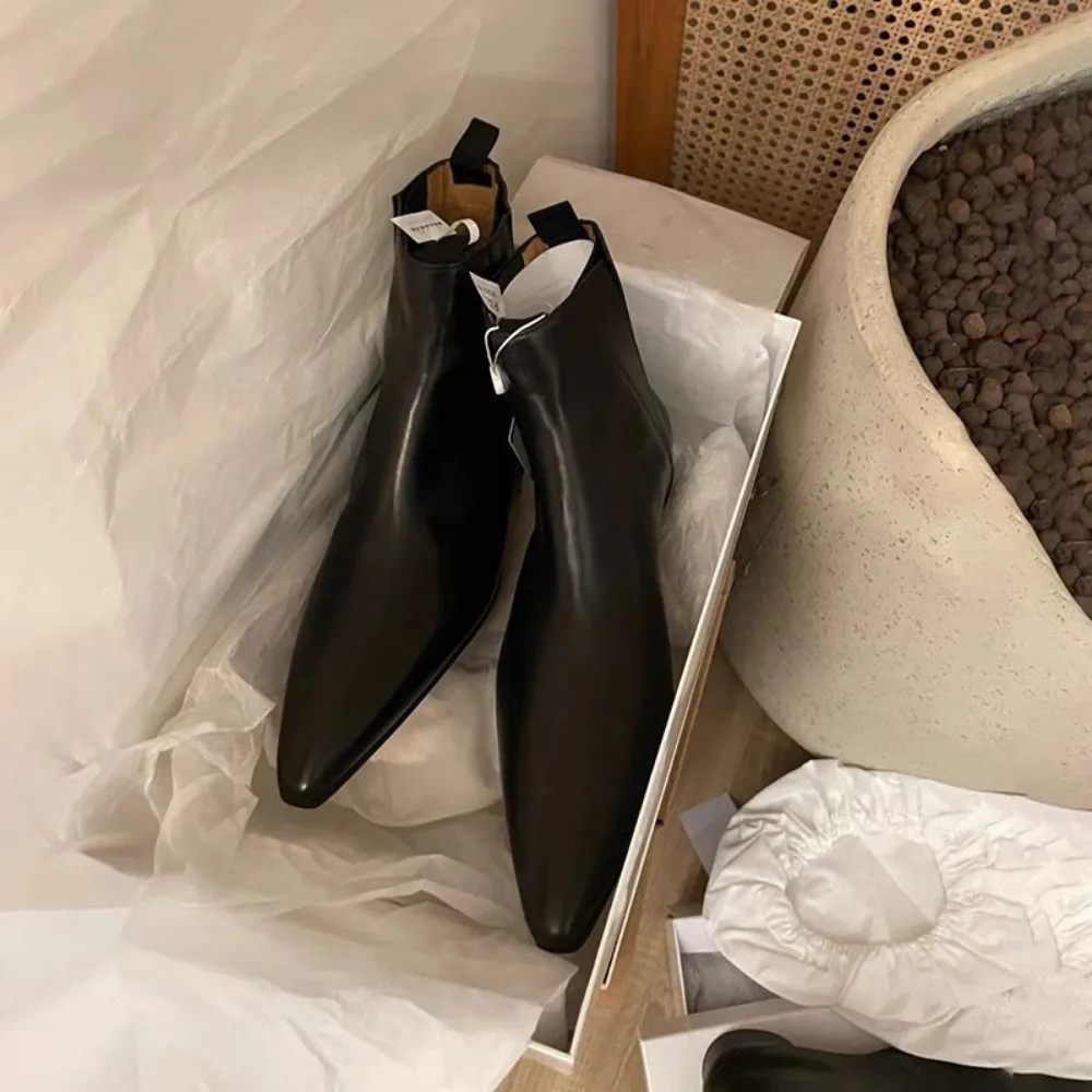 럭셔리 여성용 짧은 부츠 가을/겨울 정품 가죽 뾰족한  - Chelsea Boots Suede 리뷰 및 가격