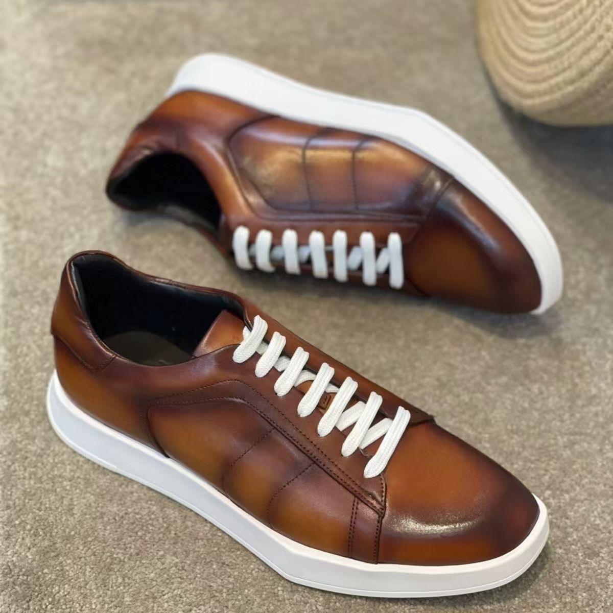 슈퍼 빅 사이즈 천연 소가죽 남성 신발 워킹 스니커즈  - Men Shoes Eu To Us 리뷰 및 가격