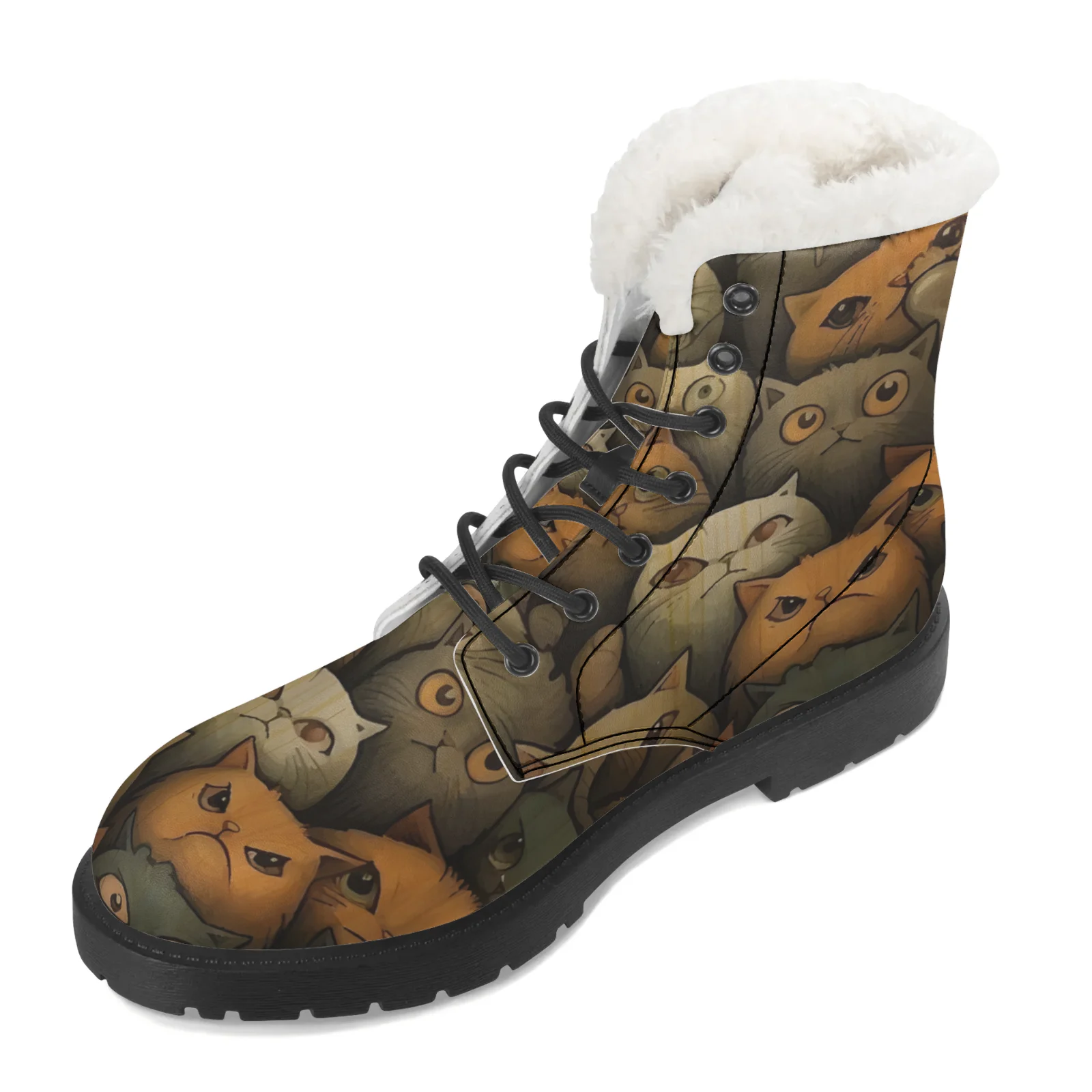 귀여운 고양이 프린트 플러시 스노우 부츠 남녀공용 십대 - Men Shoes Eu To Us 리뷰 및 가격