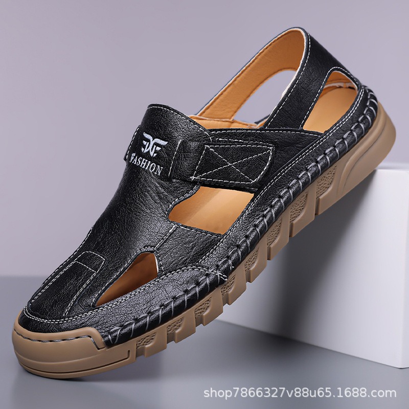 홀슈즈 남성 여름 신상 수제 온라인 캐주얼 통풍성 가죽 - Men Shoes Velcro 리뷰 및 가격