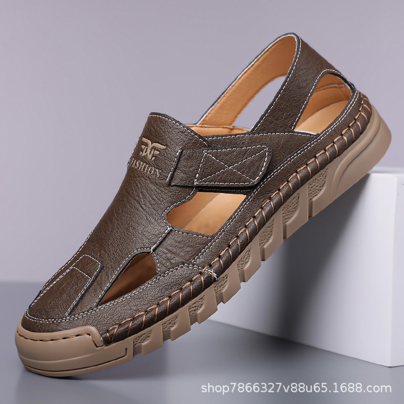 홀슈즈 남성 여름 신상 수제 온라인 캐주얼 통풍성 가죽 - Men Shoes Velcro 리뷰 및 가격