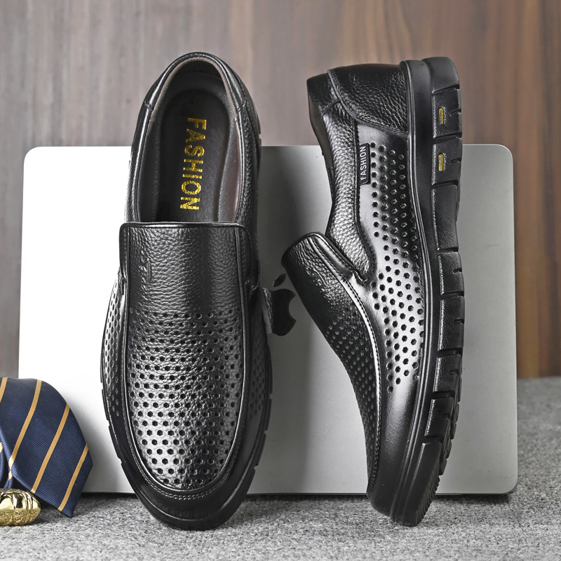 남성용 정품 가죽 샌들 남성용 여름 속이 빈 통기성 가 - Men Shoes Eu To Us 리뷰 및 가격