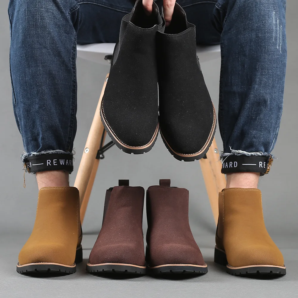 남성 앵클 부츠 영국 스타일 스웨이드 가죽 부츠 패션  - Chelsea Boots Suede 리뷰 및 가격