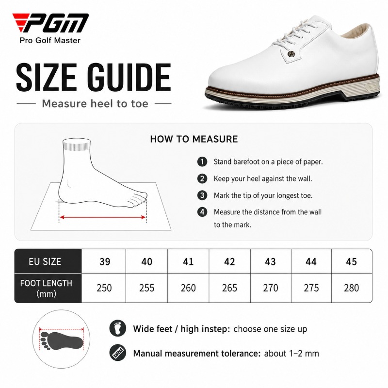 PGM 남성용 소가죽 골프화 스파이크리스 미끄럼 방지  - Men Shoes Eu To Us 리뷰 및 가격