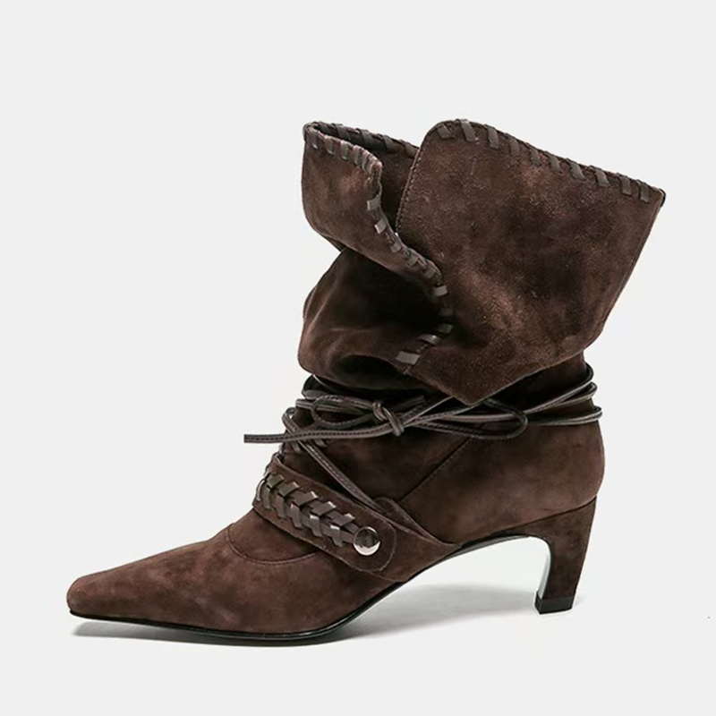 Liyke 가을 겨울 브라운 스웨이드 위브 레이스업 여 - Chelsea Boots Suede 리뷰 및 가격
