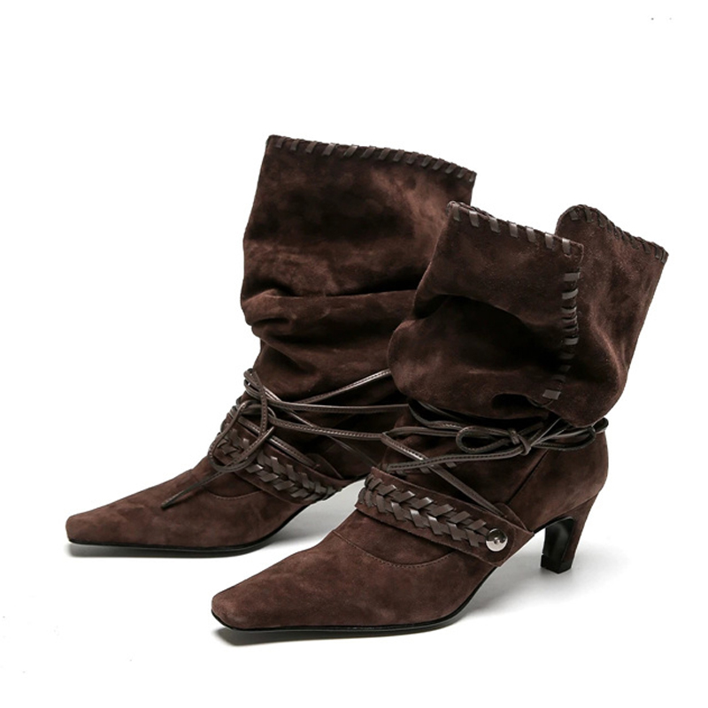 Liyke 가을 겨울 브라운 스웨이드 위브 레이스업 여 - Chelsea Boots Suede 리뷰 및 가격