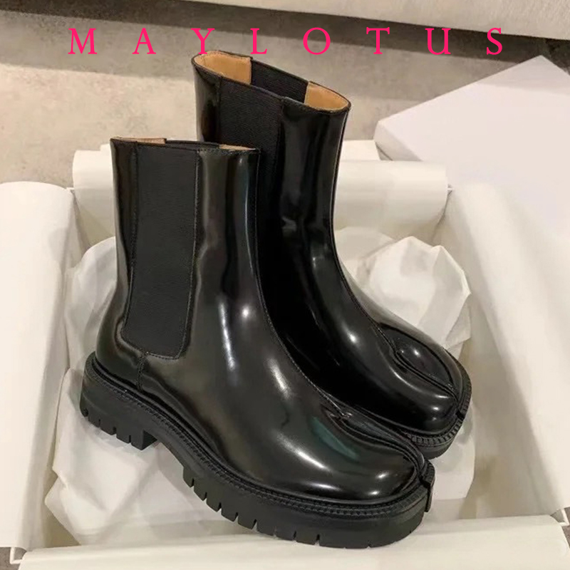 2026 레트로 스플릿 토 앵클 부츠 페이턴트 가죽 신 - Chelsea Boots Suede 리뷰 및 가격
